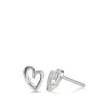 Clous d'oreilles Argent Zircone blanc, 2 Pierres Rhodié Coeur-220463