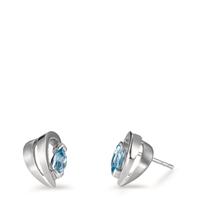 Clous d'oreilles Argent Cristal bleu, 2 Pierres Rhodié-221666
