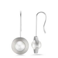 Pendant d'oreilles Acier inoxydable perle d'eau douce blanc, 2 Perles, 7.5 mm-307984