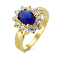 Bague dorée saphir imitation-356958