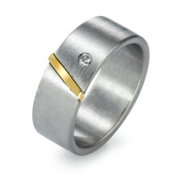 Bague Acier inoxydable, Or jaune 14K Diamant 0.02 ct, w-pi1-524910