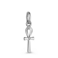 Pendentif Or blanc 18K Diamant 0.01 ct, w-si Croix Ânkh-526494