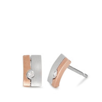 Clous d'oreilles Platine 950, Or rose 18K Diamant 0.04 ct, 2 Pierres, w-si-526839