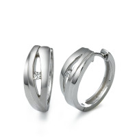 Créoles à charnières Argent Zircone 2 Pierres Rhodié-531357