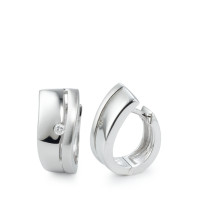 Créoles à charnières Argent Zircone 2 Pierres Rhodié-531365