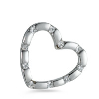 Pendentif Or blanc 18K Zircone 10 Pierres Coeur-532118