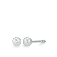 Clous d'oreilles Argent Rhodié [shining Pearls] blanc, 2 Perles, 4 mm-533200