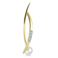 Pendentif Or jaune 18K Zircone perle d'eau douce blanc-537371