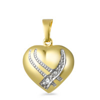 Pendentif Or jaune 18K Diamant 0.02 ct, 2 Pierres, w-si Coeur-538083