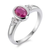 Fingerring 750/18 K Weissgold Rubin, Diamant 0.08 ct, 6 Steine, w-si-538456