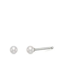 Clous d'oreilles Argent Rhodié [shining Pearls] blanc, 2 Perles, 4 mm-540639