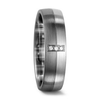 Partnerring 375/9 K Weissgold, 500 Palladium Diamant 0.03 ct, 3 Steine, tw-si-541033