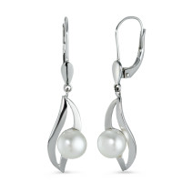 Pendant d'oreilles Or blanc 18K perle d'eau douce-541410