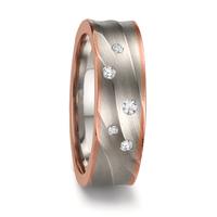 Alliance Or gris 18K, Or rose 18K Diamant 0.077 ct, 5 Pierres, tw-si-543592