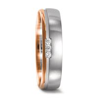 Alliance Or blanc 18K, Or rouge 18K Diamant 0.045 ct, 3 Pierres, w-si-545208