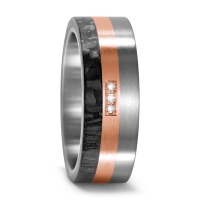 Partnerring Titan, 750/18 K Rotgold, Carbon Diamant 0.03 ct, 3 Steine, w-si-545680