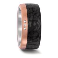 Alliance Acier inoxydable, Or rose 18K, Carbone Diamant 0.03 ct, 3 Pierres, w-si-545694