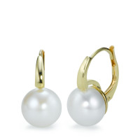 Pendant d'oreilles Or jaune 9K perle d'eau douce blanc, 2 Perles, 8.5 mm-546296