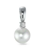 Pendentif Or blanc 9K Zircone w-si perle d'eau douce-546315