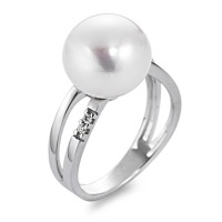 Bague Or blanc 18K Diamant 0.03 ct, 4 Pierres, w-si perle d'eau douce blanc 10-11 mm-546417