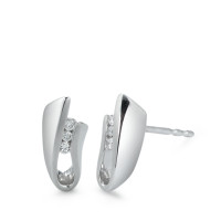 Clous d'oreilles Or blanc 18K Diamant 0.07 ct, 6 Pierres, w-si-546419
