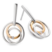 Pendant d'oreilles Or blanc 9K, Or rouge 9K Diamant 0.05 ct, 2 Pierres, tw-si-546471