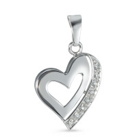 Pendentif Or blanc 18K Zircone Coeur-546630