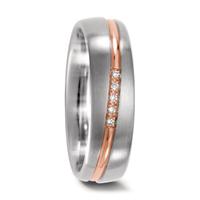 Partnerring 750/18 K Weissgold, 750/18 K Rotgold Diamant 0.025 ct, 5 Steine, w-si-547013