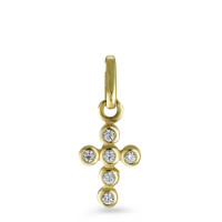 Pendentif Or jaune 9K Zircone Croix-547442