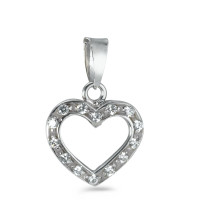 Pendentif Or blanc 9K Zircone Coeur-547584