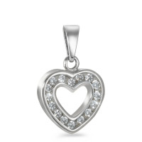 Pendentif Or blanc 18K Zircone 16 Pierres Coeur-549796