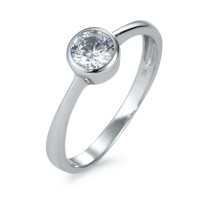 Bague solitaire Or blanc 18K Zircone-549961