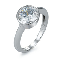 Bague solitaire Or blanc 18K Zircone-549962