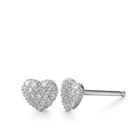 Clous d'oreilles Argent Zircone blanc Rhodié Coeur-550812