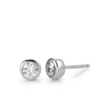 Clous d'oreilles Argent Zircone blanc, 2 Pierres Rhodié Ø6 mm-550815
