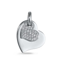 Pendentif Argent Zircone blanc Rhodié Coeur-550828