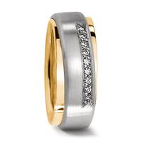 Partnerring 750/18 K Gelbgold, 750/18 K Weissgold Diamant 0.09 ct, 9 Steine, w-vsi-551808
