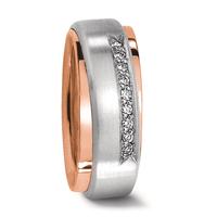 Partnerring 750/18 K Rotgold, 750/18 K Weissgold Diamant 0.09 ct, 9 Steine, tw-vsi-551810