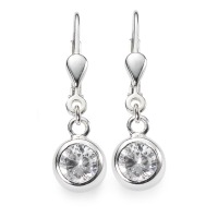 Pendant d'oreilles Argent Zircone blanc, 2 Pierres Argenté Ø7 mm-555455