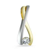 Pendentif Or jaune 9K, Or blanc 9K Zircone blanc-555773