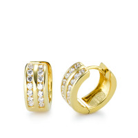 Créoles à charnières Or jaune 9K Zircone blanc, 28 Pierres-555775