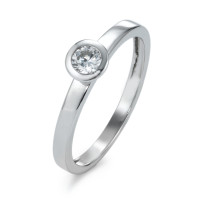 Bague solitaire Or blanc 9K Zircone blanc-555799