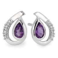 Clous d'oreilles Or blanc 18K Améthyste violet, 0.04 ct, 10 Pierres, w-si-555986