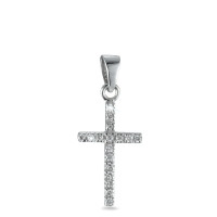 Anhänger 750/18 K Weissgold Diamant weiss, 0.09 ct, 17 Steine, w-si Kreuz-555988