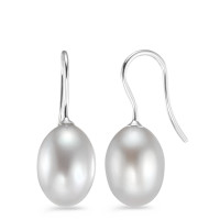 Pendant d'oreilles Or blanc 14K perle d'eau douce gris, 2 Perles, 9.5 mm-556378
