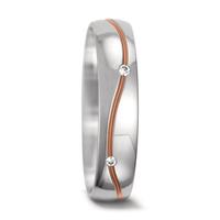 Partnerring 750/18 K Weissgold, 750/18 K Rotgold Diamant 0.06 ct, 6 Steine, tw-vsi-556606
