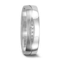 Partnerring 750/18 K Weissgold Diamant 0.015 ct, 3 Steine, tw-vsi-556615