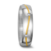 Partnerring 750/18 K Weissgold, 750/18 K Gelbgold Diamant 0.06 ct, 6 Steine, tw-vsi-556650