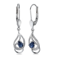 Pendant d'oreilles Or blanc 18K Diamant bleu, 0.01 ct, 2 Pierres, facetté, p1-557993