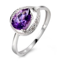 Bague Or blanc 18K Diamant 0.02 ct, 4 Pierres, facetté, p1, Améthyste-557997